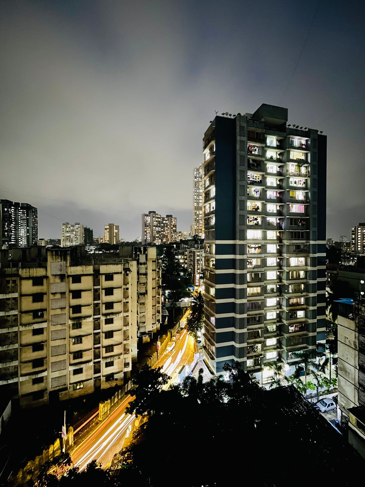 Residential apartment buildings in an Indian city