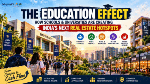 The Education Effect: How Schools and Universities Are Creating India's Next Real Estate Hotspots — campus to cash flow banner